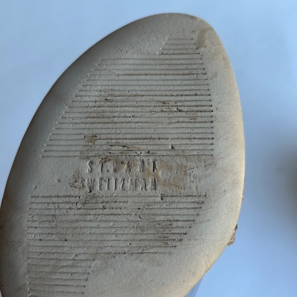 Stuart Weitzman Cream Brown Suede Leather Heeled Sandals size 7.5 - Picture 12 of 16